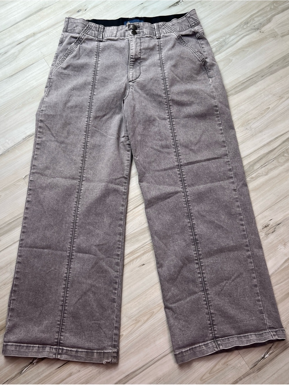 Democracy Washed Stretch Wide Leg Crop Pants | Size 16 | Gray